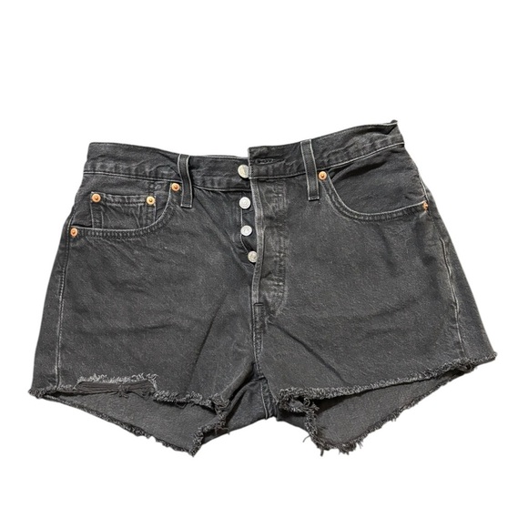 Levi's Pants - Levi's Black Jean Shorts High-Waisted Frayed Hem